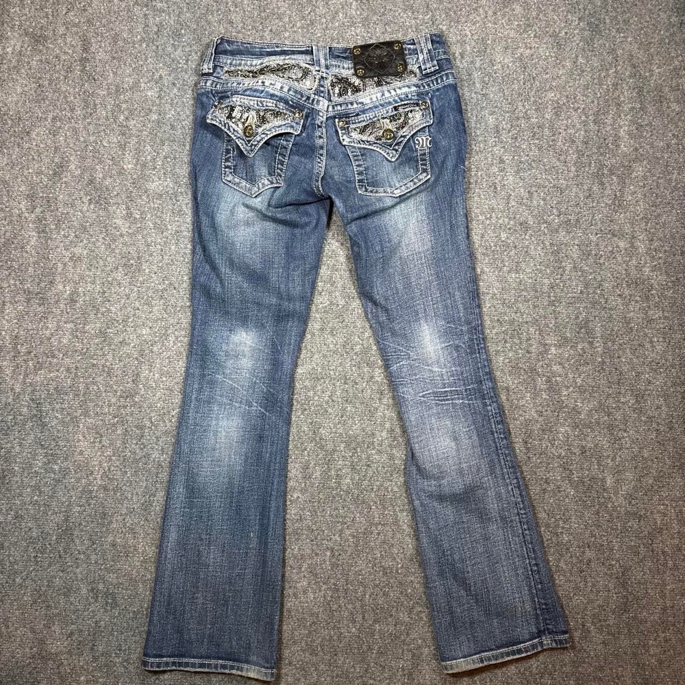 Miss Me Easy Boot Jeans Sequin Embellished Blue Womens Size 25